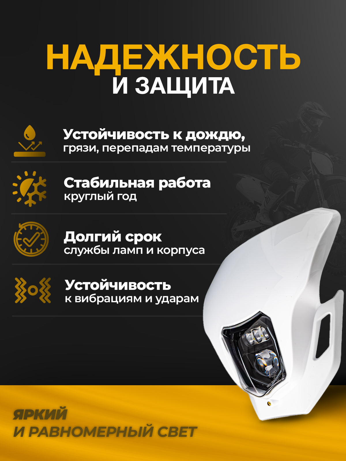 Фара питбайк/Kayo/BSE белая светодиодная квадрат