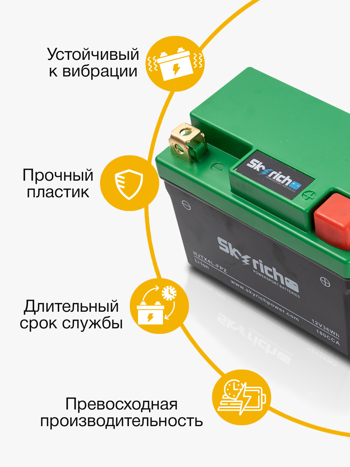 Li-Ion Литиевый мото аккумулятор SKYRICH HJTX4L-FPZ