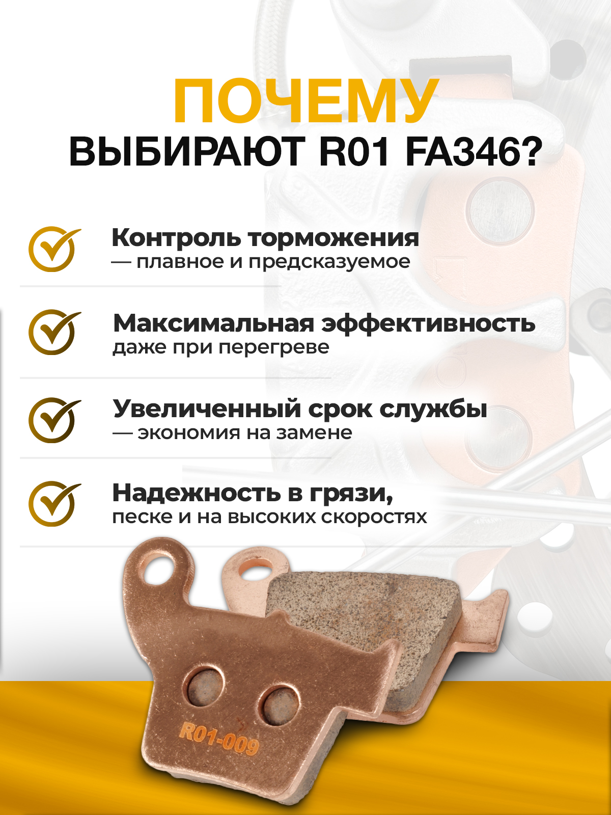 Колодки тормозные задние R01 FA346 для мотоциклов