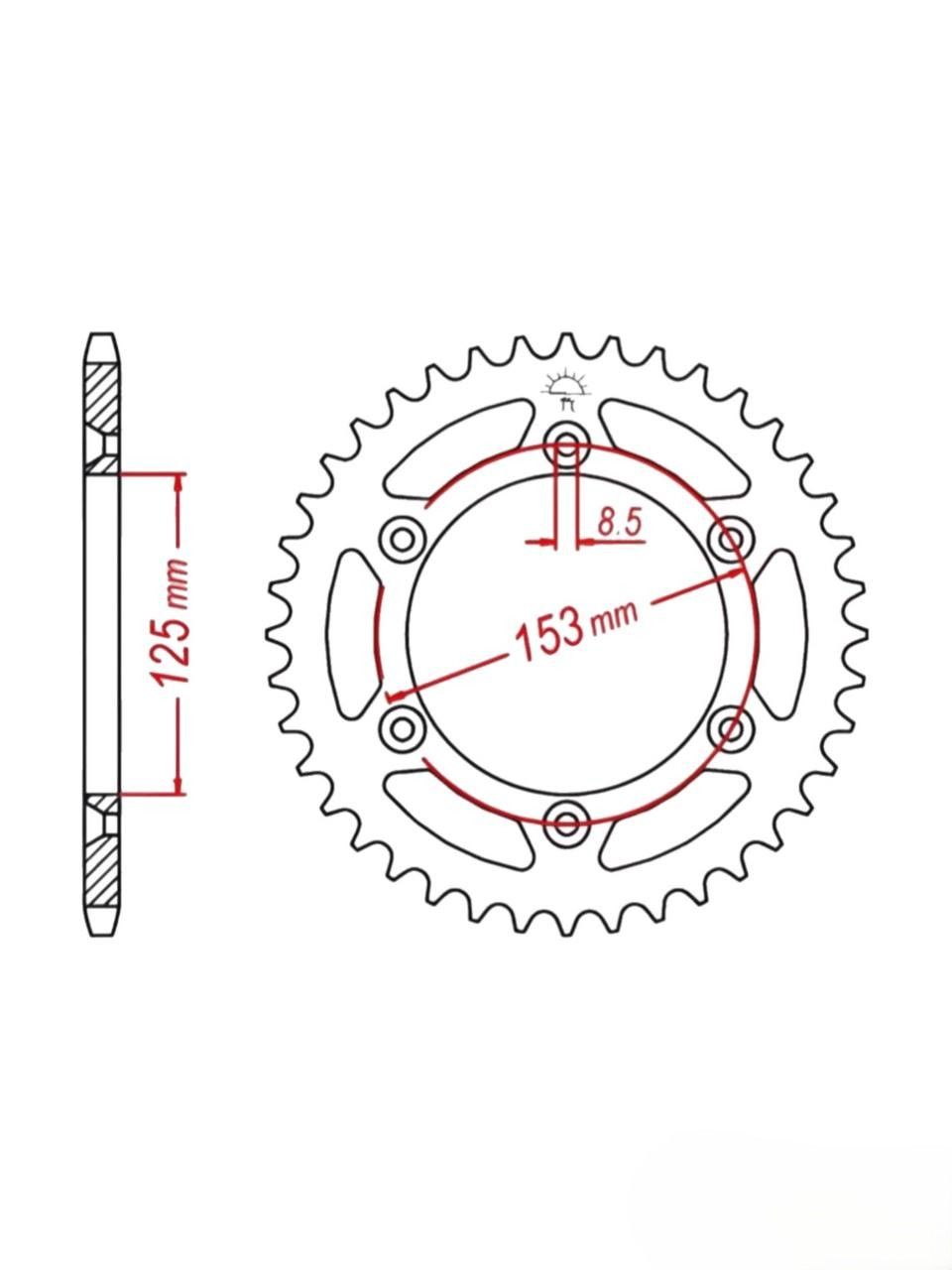 Звезда ведомая тип JTR210 Honda CRF сталь 45 зубов, ЦО 125